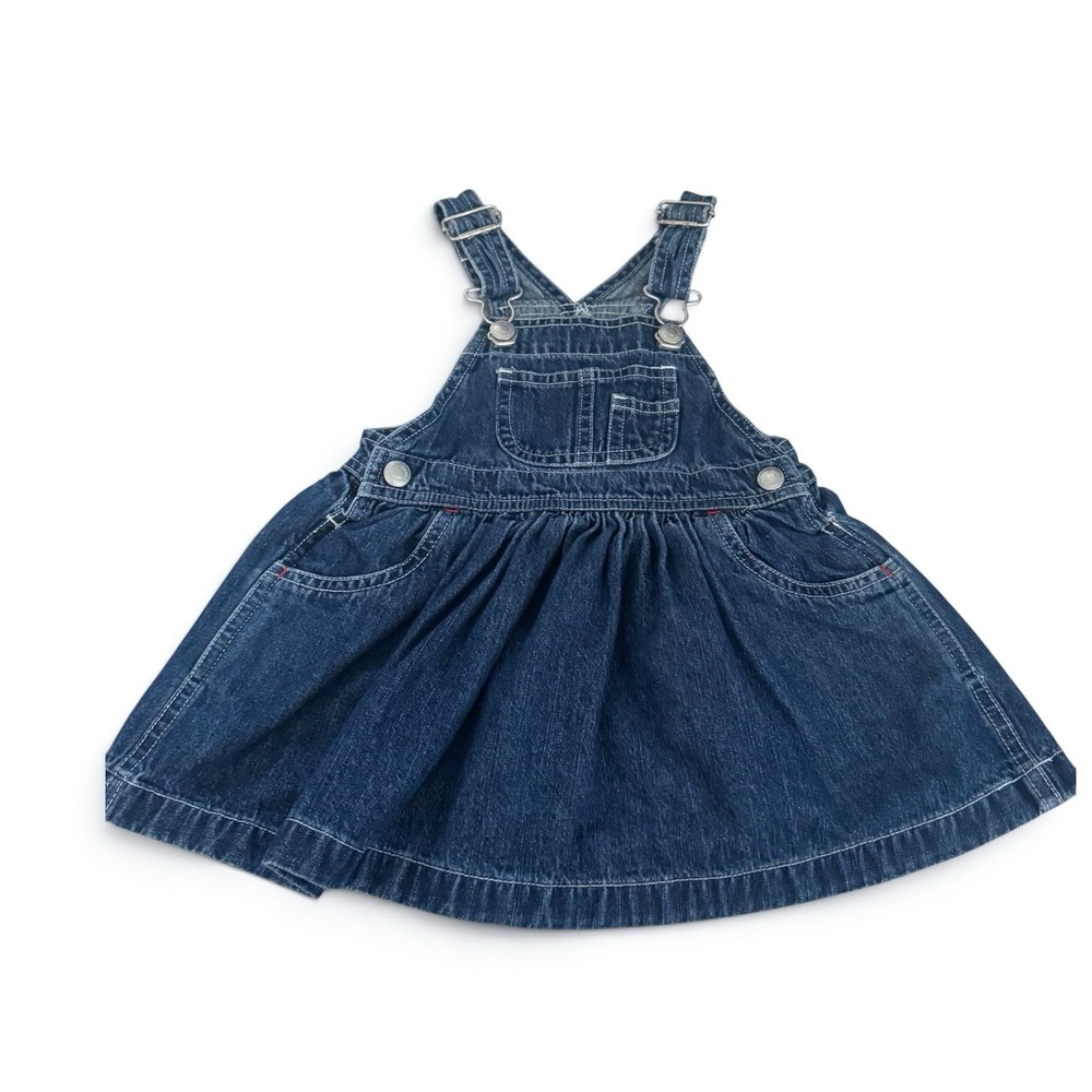 Vintage 90s Gap Toddler Denim Overall Dress Size M (6-12mo)